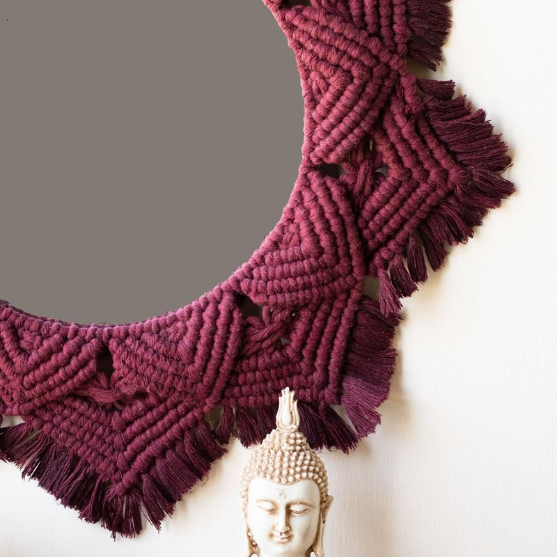 Macrame Mirror (Maroon Color)