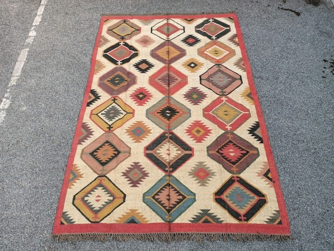 Wool Jute Kilim Rug, Wool Jute Rug, Bohemian Rug, Indian Dhurrie Rug, Navajo Kilim Rug, Custom Rug